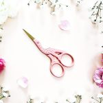 STORK EMBROIDERY-SCISSORS - PEACH COLOR