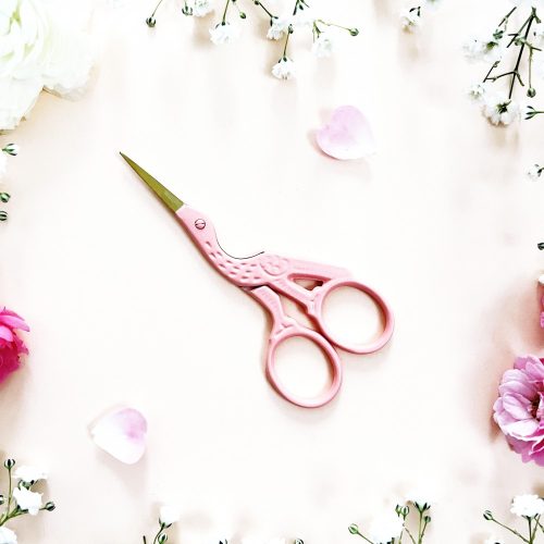 STORK EMBROIDERY-SCISSORS - PEACH COLOR
