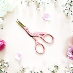 STORK EMBROIDERY-SCISSORS - PEACH COLOR