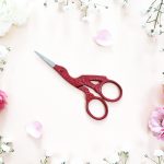 STORK EMBROIDERY-SCISSORS - Burgundy color