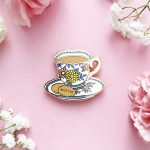 TEACUP MAGNETIC NEEDLE MINDER (Caterpillar Cross Stitch)