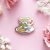 TEACUP MAGNETIC NEEDLE MINDER (Caterpillar Cross Stitch)