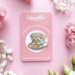 TEACUP MAGNETIC NEEDLE MINDER (Caterpillar Cross Stitch)