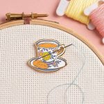 TEACUP MAGNETIC NEEDLE MINDER (Caterpillar Cross Stitch)