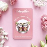 BUTTERFLY MAGNETIC NEEDLE MINDER (Caterpillar Cross Stitch)